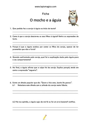 A águia e o mocho, ficha pdf nº2