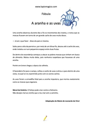 A aranha e as uvas, ficha pdf nº3