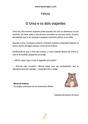 O urso e os dois viajantes, ficha pdf nº1