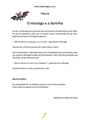 O morcego e a doninha, ficha pdf nº1