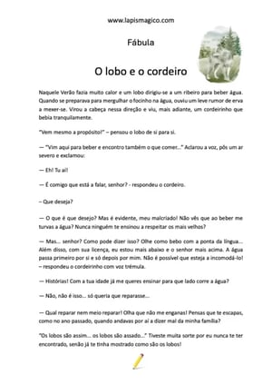 O lobo e o cordeiro, ficha pdf nº1