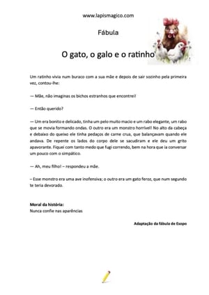 O gato, o galo e o ratinho, ficha pdf nº1