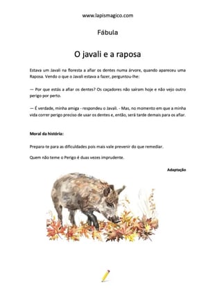 O javali e a raposa, ficha pdf nº1