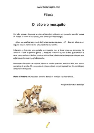 O leão e o mosquito, ficha pdf nº1