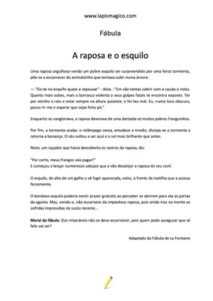 A raposa e o esquilo, ficha pdf nº1