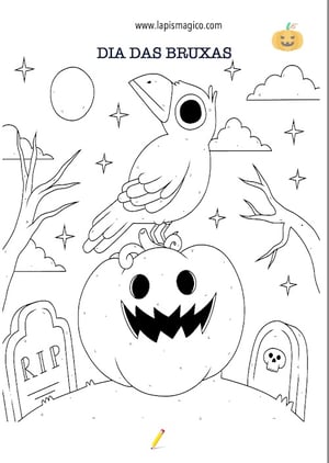 Desenhos do Dia das Bruxas para colorir, ficha pdf nº3