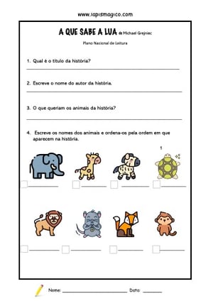 A que Sabe a Lua?, ficha pdf nº2 A que Sabe a Lua?, ficha pdf nº2