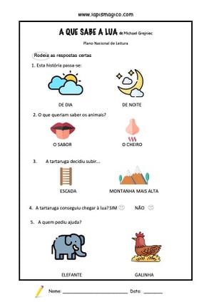 A que Sabe a Lua?, ficha pdf nº1 A que Sabe a Lua?, ficha pdf nº1