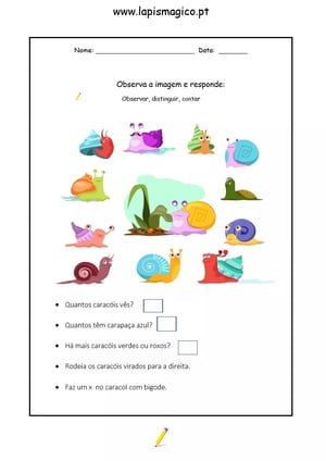 O Caracol e a Borboleta, ficha pdf nº1