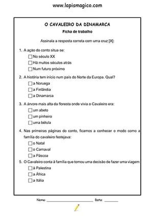 O Cavaleiro da Dinamarca, ficha pdf nº1