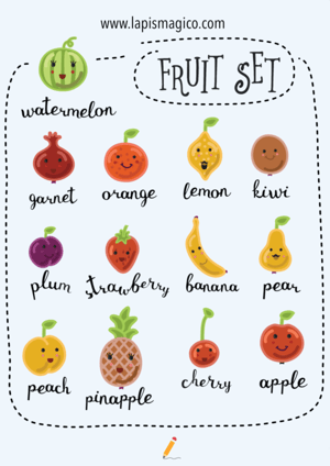 Frutos em inglês, ficha pdf nº15 Frutos em inglês, ficha pdf nº15
