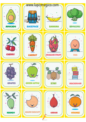 Frutos em inglês, ficha pdf nº21 Frutos em inglês, ficha pdf nº21