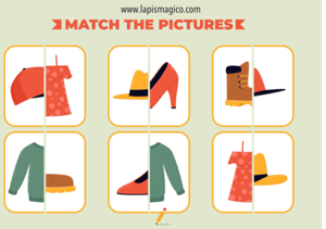 Vestuário em inglês, ficha pdf nº7