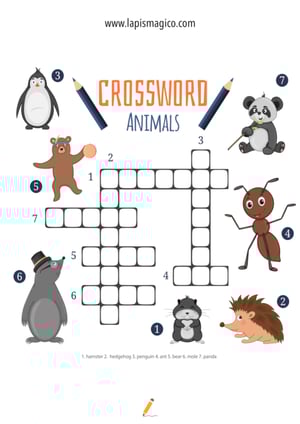 Palavras cruzadas em inglês, ficha pdf nº1