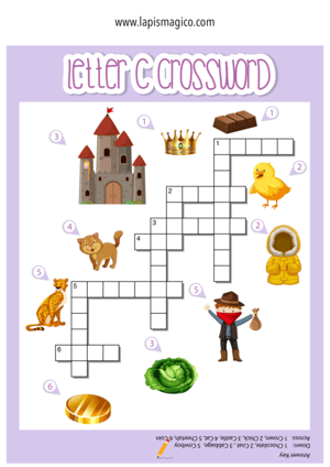 Palavras cruzadas em inglês, ficha pdf nº6