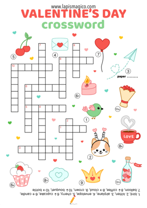 Palavras cruzadas em inglês, ficha pdf nº13