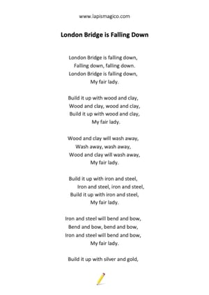 Cantigas e rimas em inglês, ficha pdf nº1