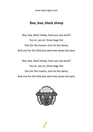 Cantigas e rimas em inglês, ficha pdf nº5