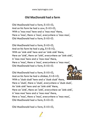 Cantigas e rimas em inglês, ficha pdf nº8