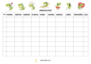 Jogo do stop ou adedanha, ficha pdf nº5