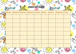 Jogo do stop ou adedanha, ficha pdf nº6