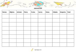 Jogo do stop ou adedanha, ficha pdf nº1