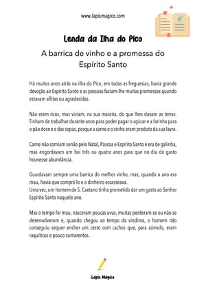 A barrica de vinho e a promessa do Espírito Santo, ficha pdf nº1