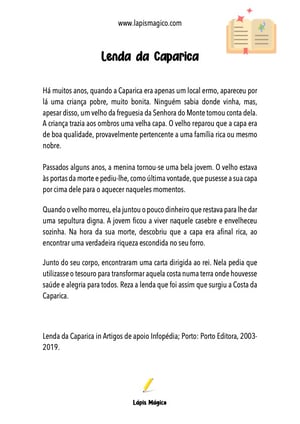 Lenda da Caparica, ficha pdf nº1