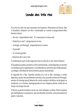 Lenda dos três rios, ficha pdf nº1