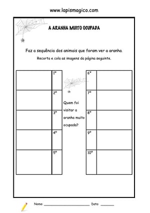 A Aranha Muito Ocupada, ficha pdf nº1