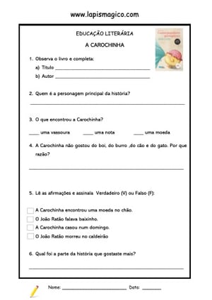 A Carochinha e o João Ratão, ficha pdf nº1