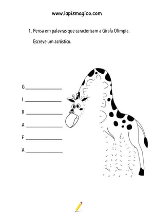 A girafa que comia estrelas, ficha pdf nº3