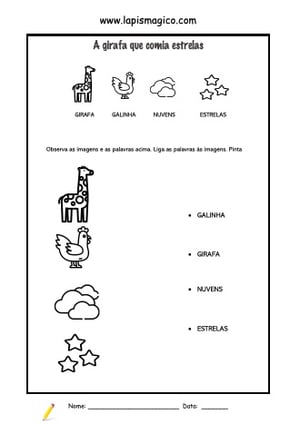 A girafa que comia estrelas, ficha pdf nº1