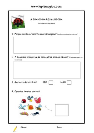 A Joaninha Resmungona, ficha pdf nº2