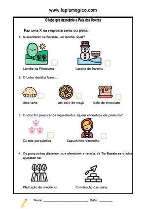 O Lobo que Descobriu o País dos Contos, ficha pdf nº1