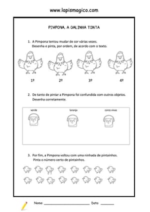 Pimpona a Galinha Tonta, ficha pdf nº1