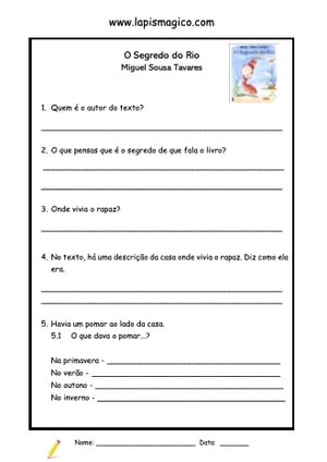 O Segredo do Rio, ficha pdf nº1