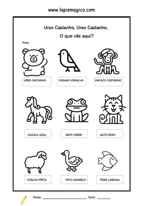 Urso Castanho, Urso Castanho, o Que Vês Aqui?, ficha pdf nº1