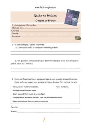 O Rapaz de Bronze, ficha pdf nº1