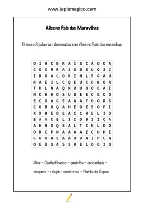 Alice no País das Maravilhas, ficha pdf nº2