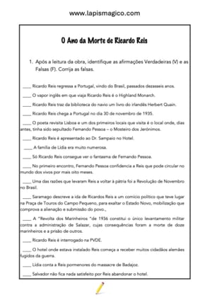O Ano da Morte de Ricardo Reis, ficha pdf nº1