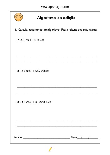 Adicao 4ano, ficha pdf nº1