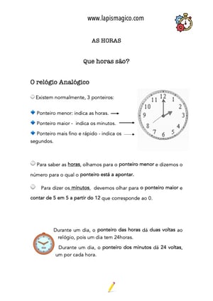 Horas, ficha pdf nº1