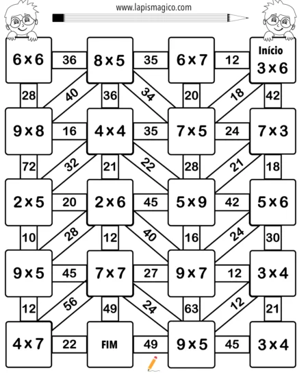 Multiplicacao 4ano, ficha pdf nº13