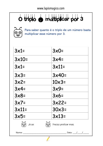 Multiplicacao 4ano, ficha pdf nº8