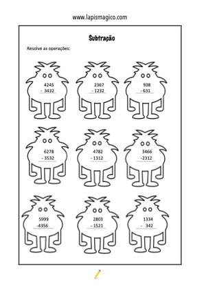 Subtracao 3ano, ficha pdf nº2