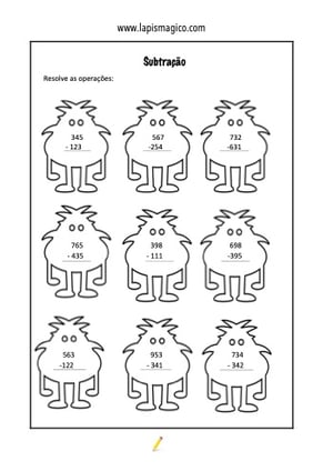 Subtracao 3ano, ficha pdf nº1