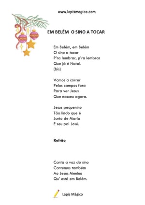 Em Belém o sino a tocar, ficha pdf nº1