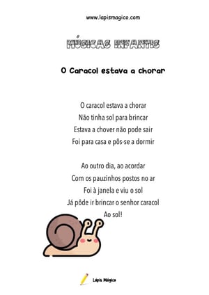 O caracol estava a chorar, ficha pdf nº1