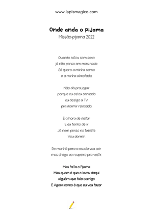 Onde anda o pijama, ficha pdf nº1